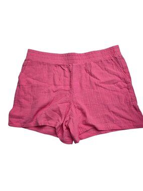 Belle Beach By Kim Gravel Womens L Pink Cotton Gauze Shorts Pockets 4538